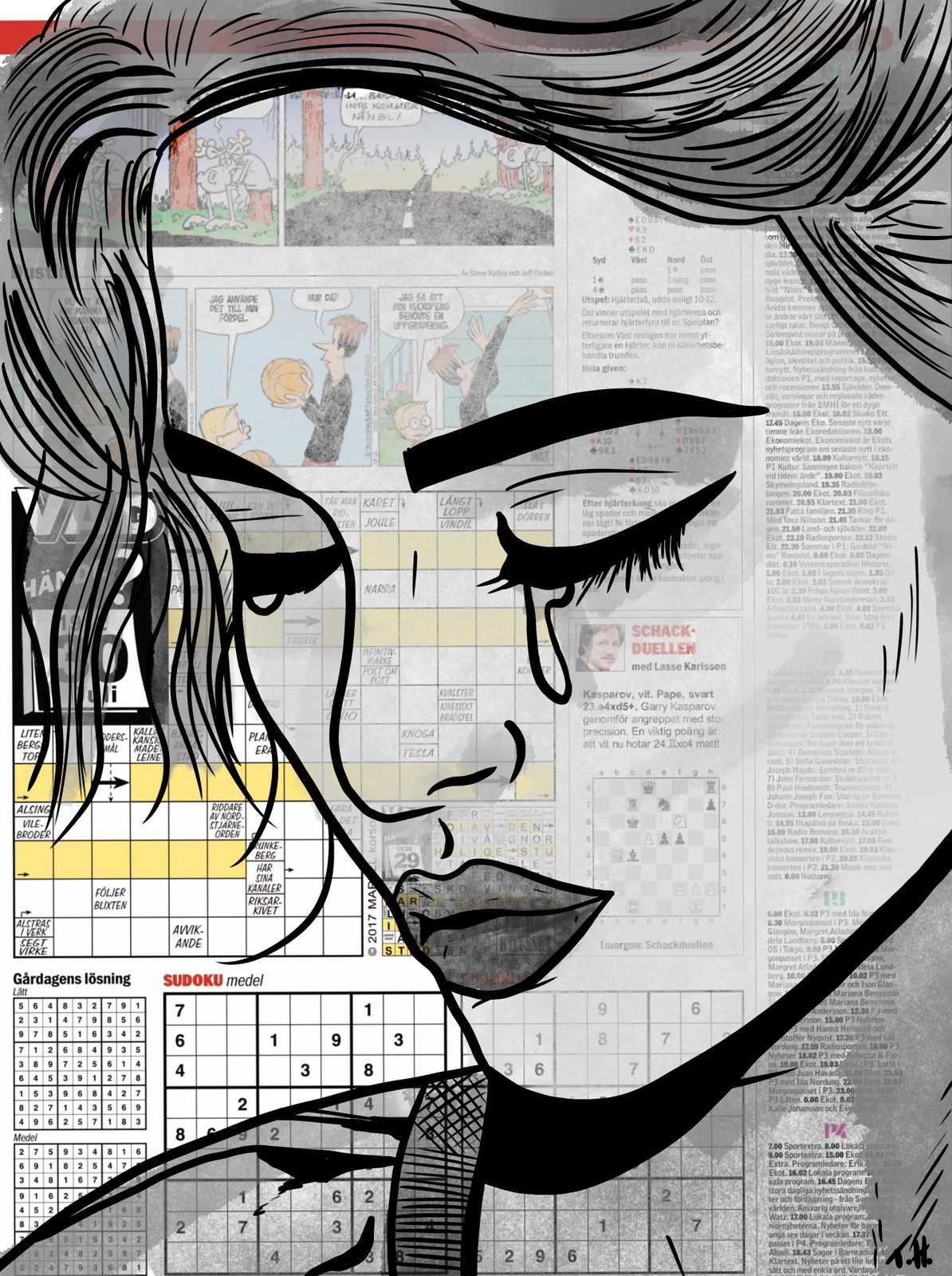 Poster - Verdrietig Meisje Kunstwerk