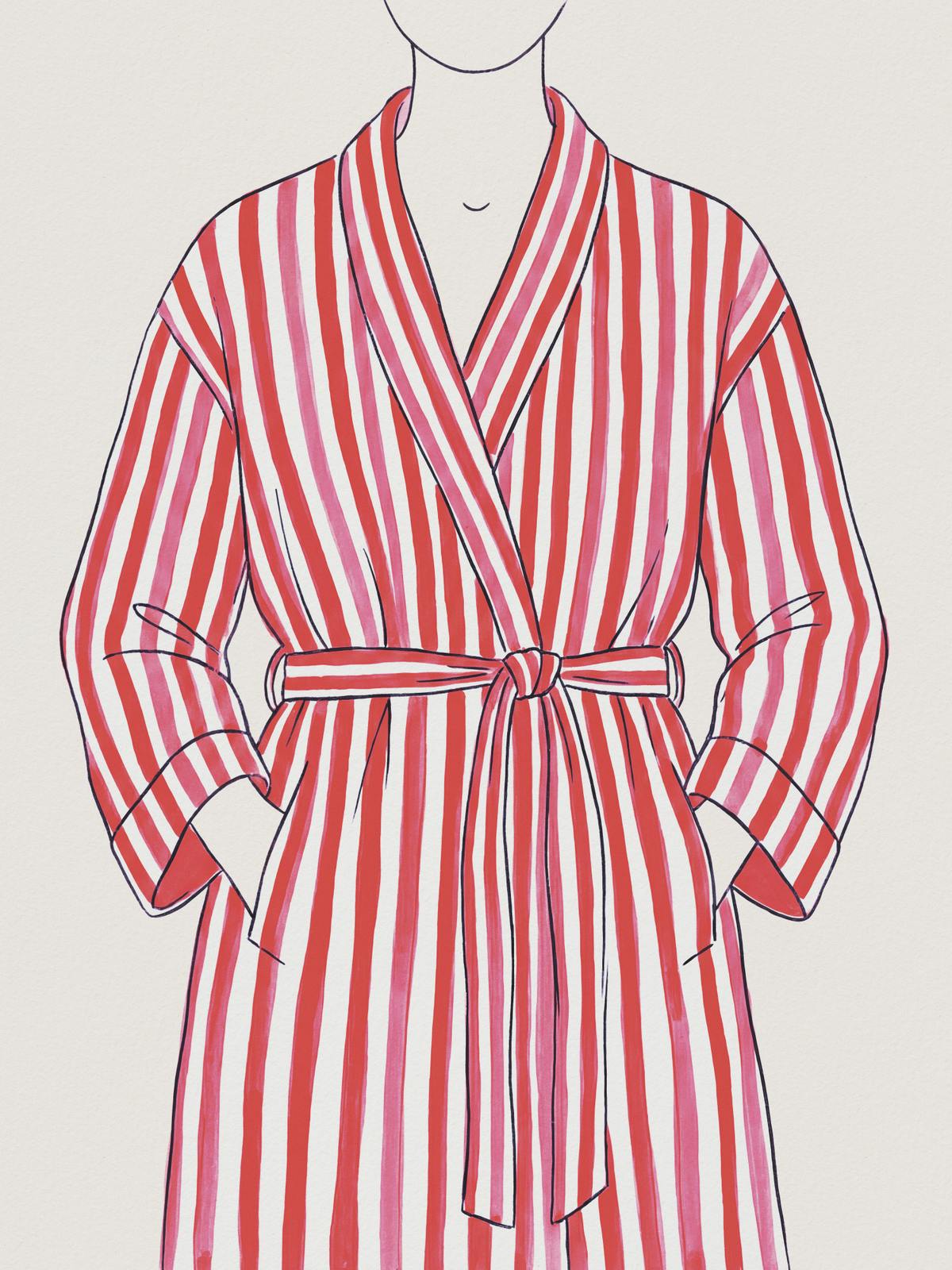 Poster - Gestreepte Badjas Illustratie