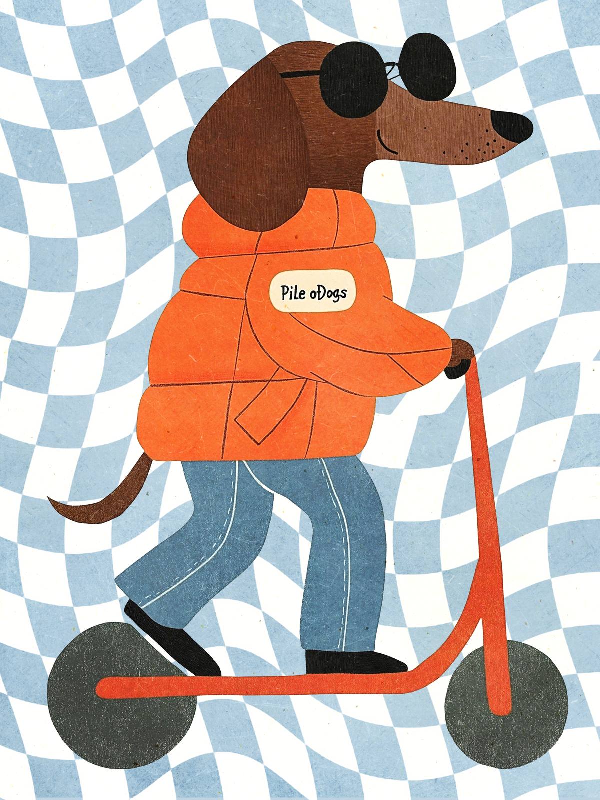 Poster - Hond op Scooter