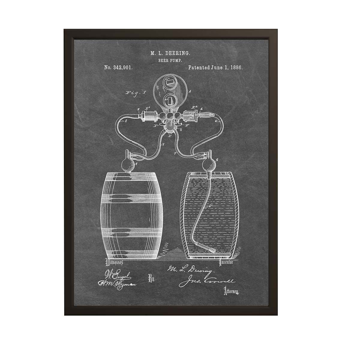 Octrooitekende Poster - Bierpomp