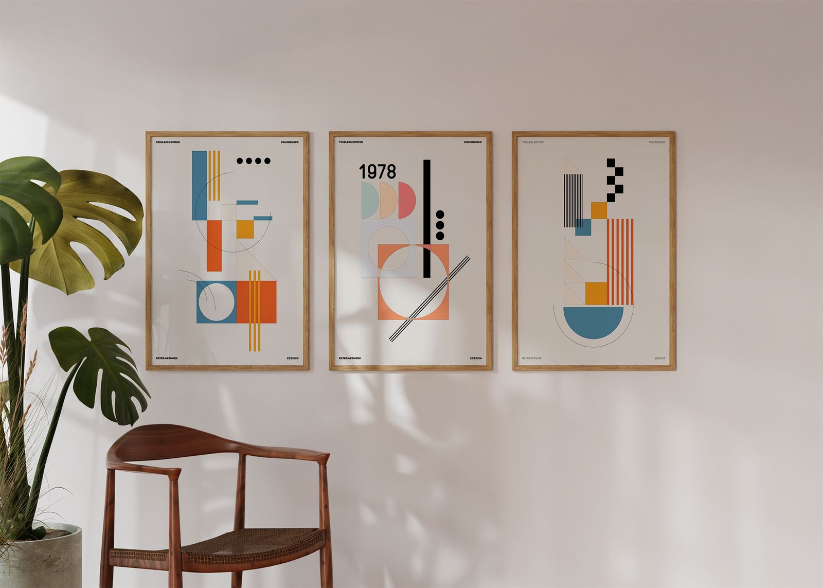 Poster - Tijdloze Editie Retro Kunstwerk / Set van 3
