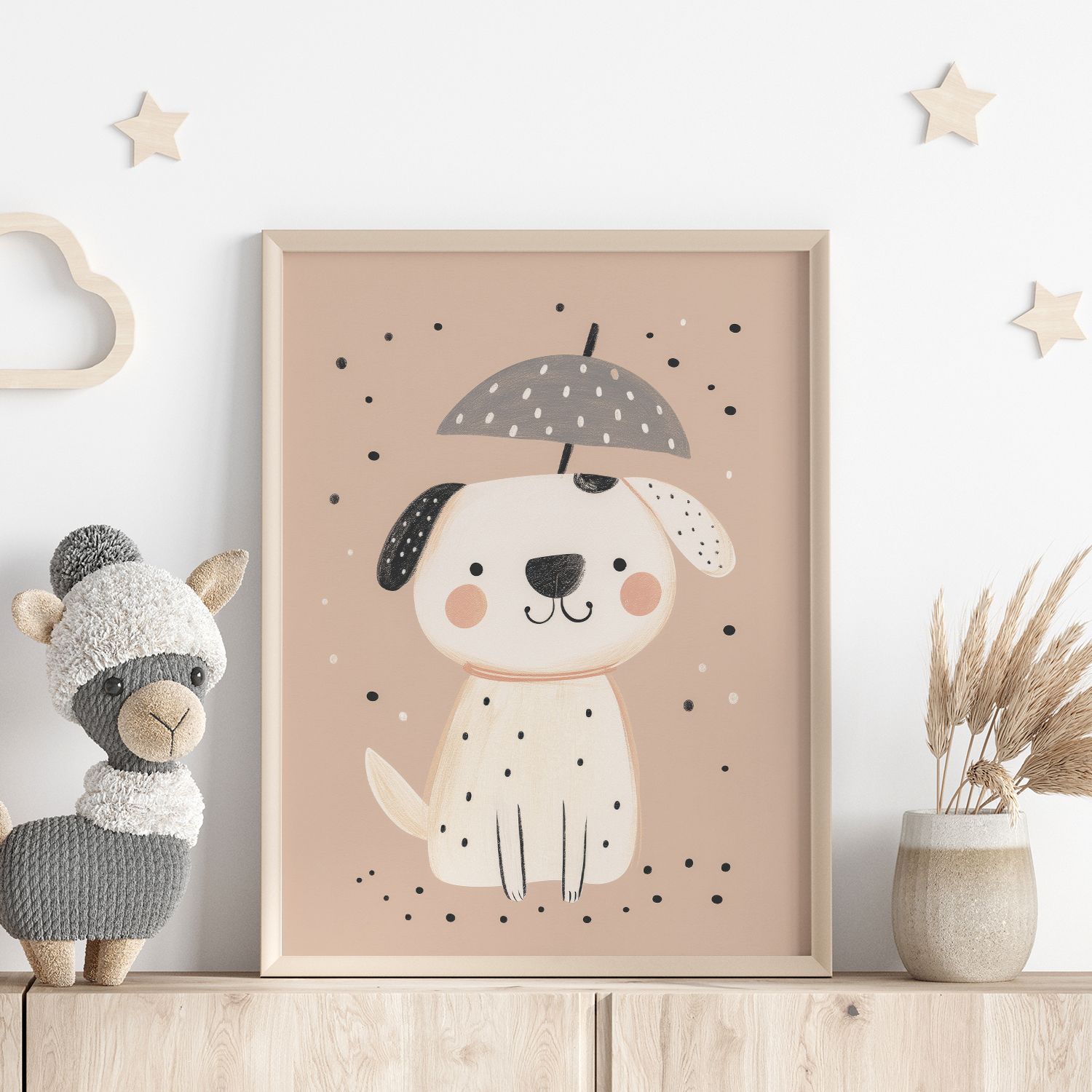 Poster - Schattige Hond met Paraplu