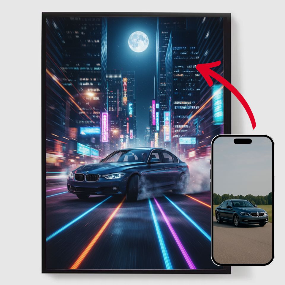Gepersonaliseerde Poster - Autosnelheidsscène - AI Poster