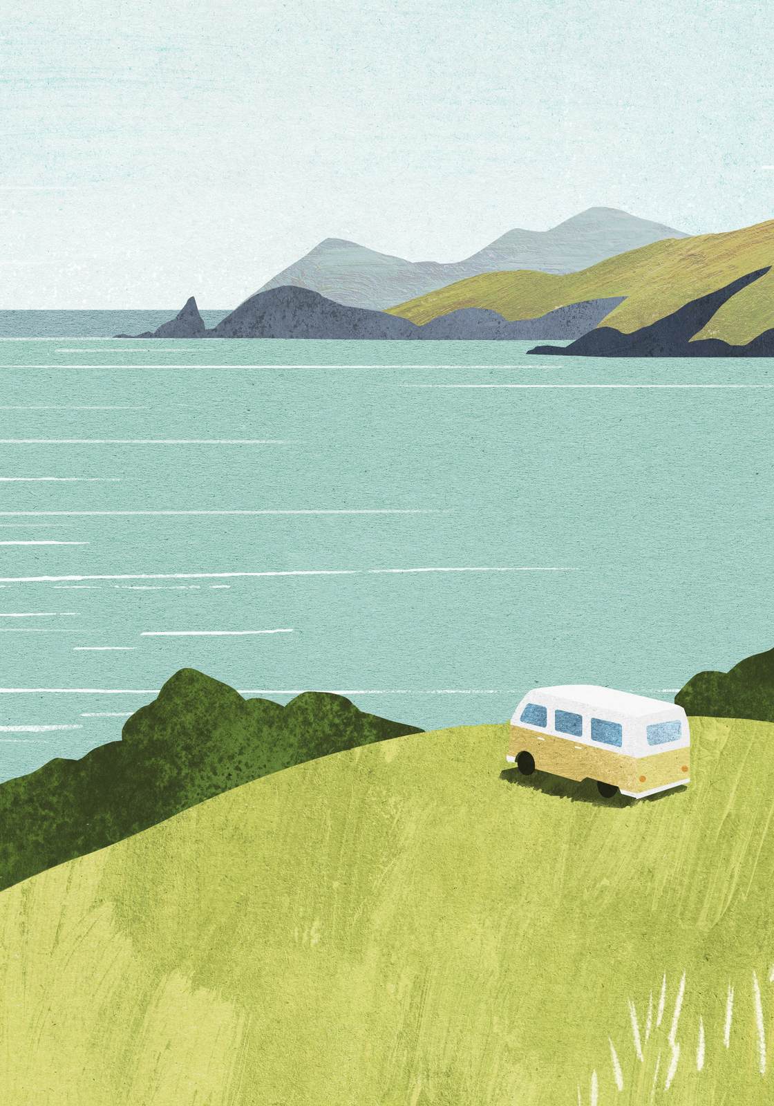 Poster - Schilderachtig landschap met camper