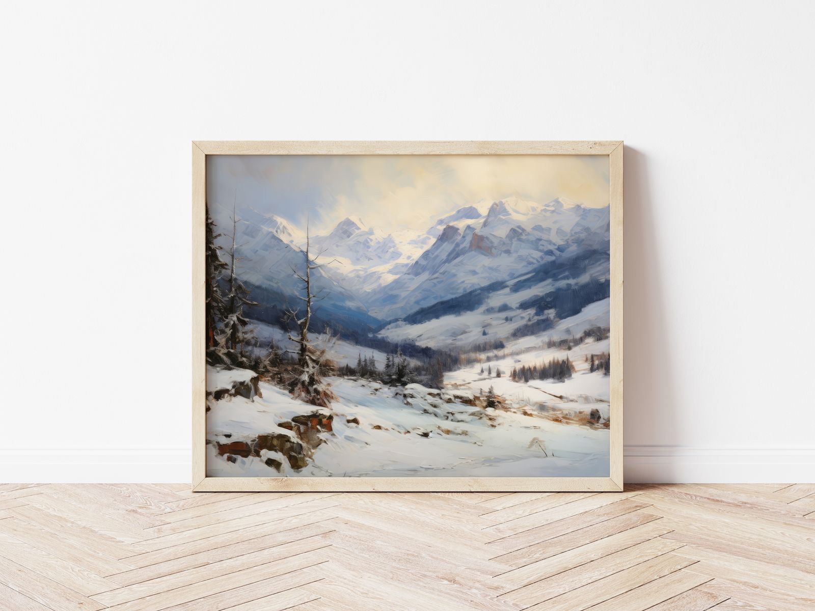 Poster - Besneeuwd Berglandschap