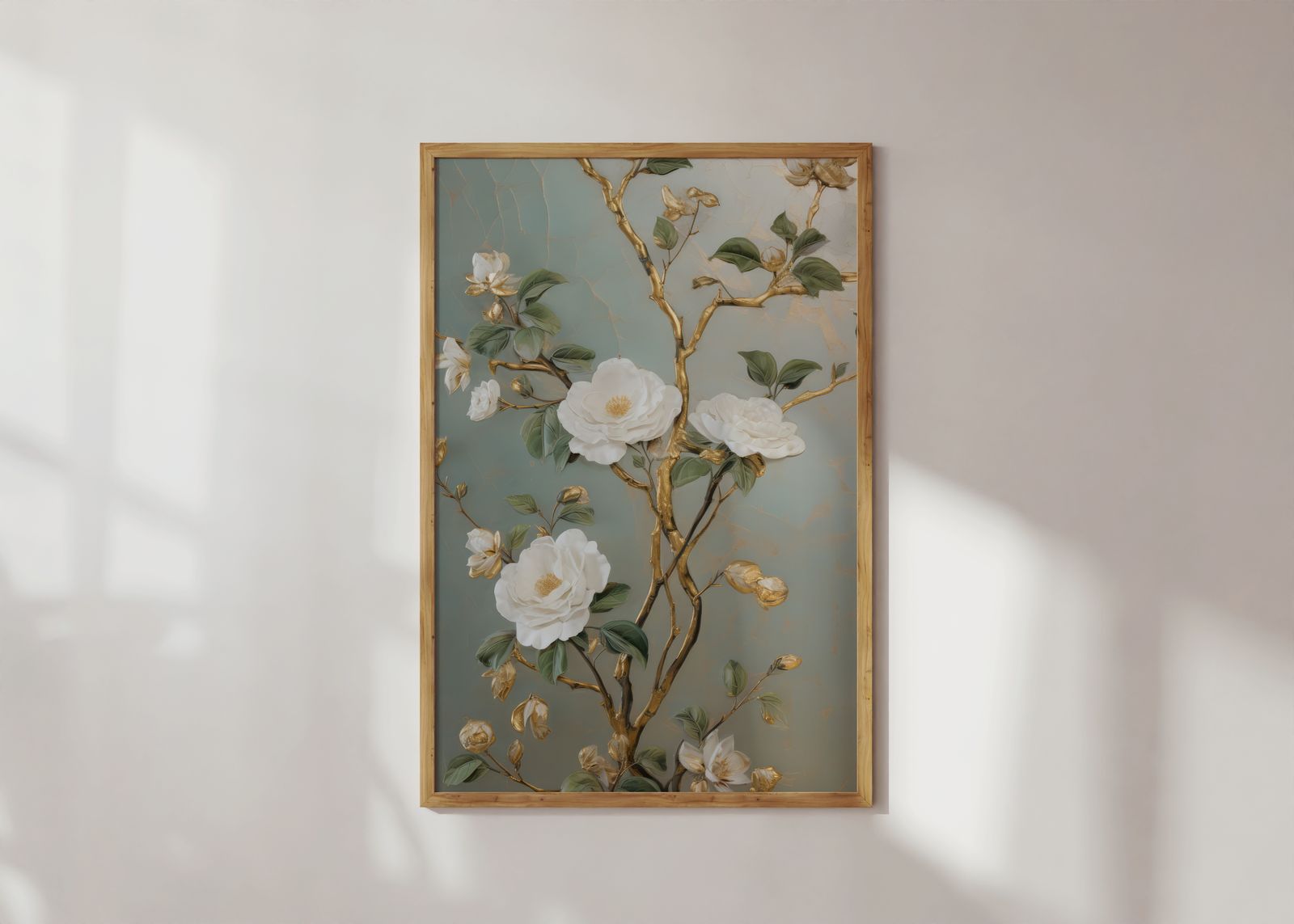 Poster - Witte bloem en goud