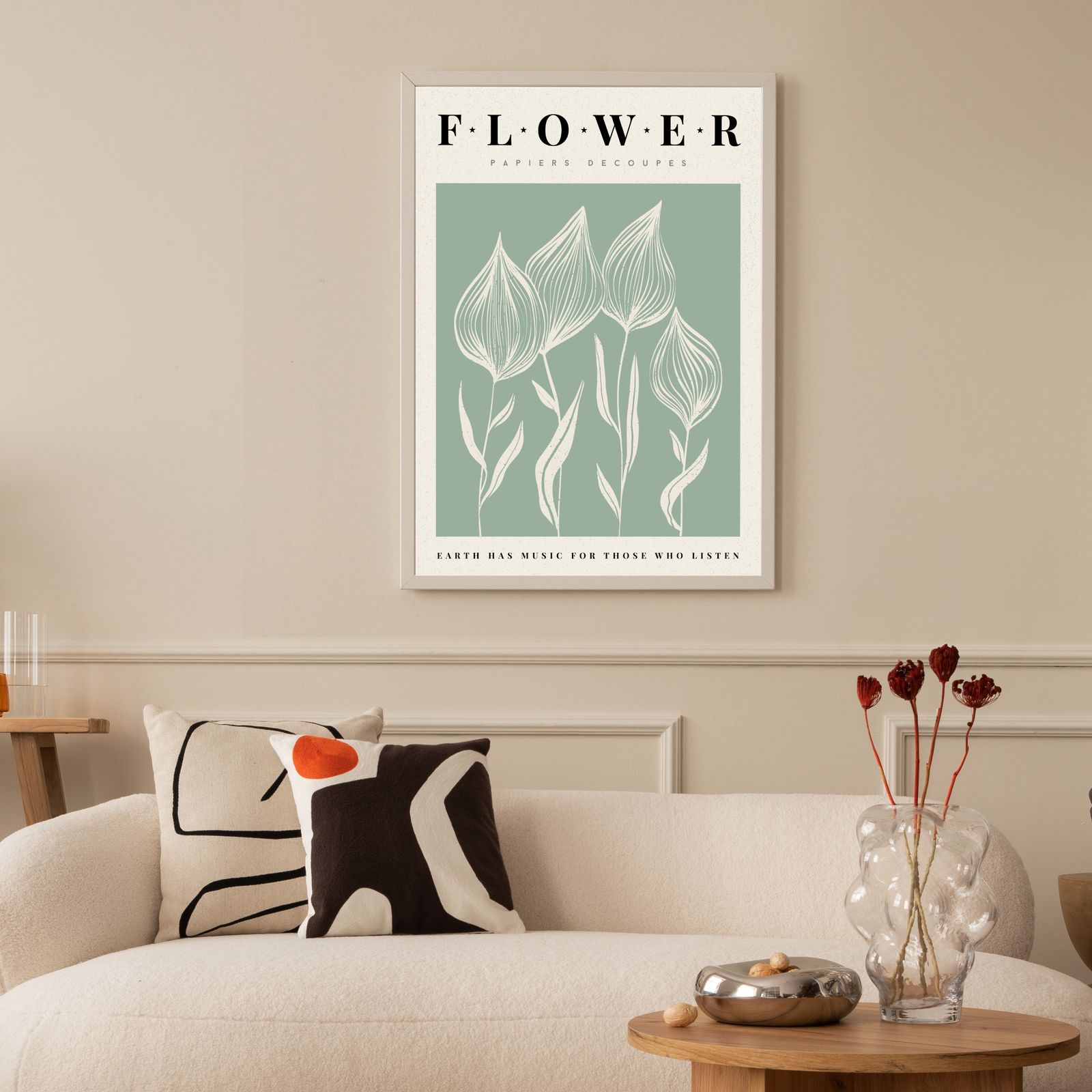 Bloemenposter met Papiers Decoupes