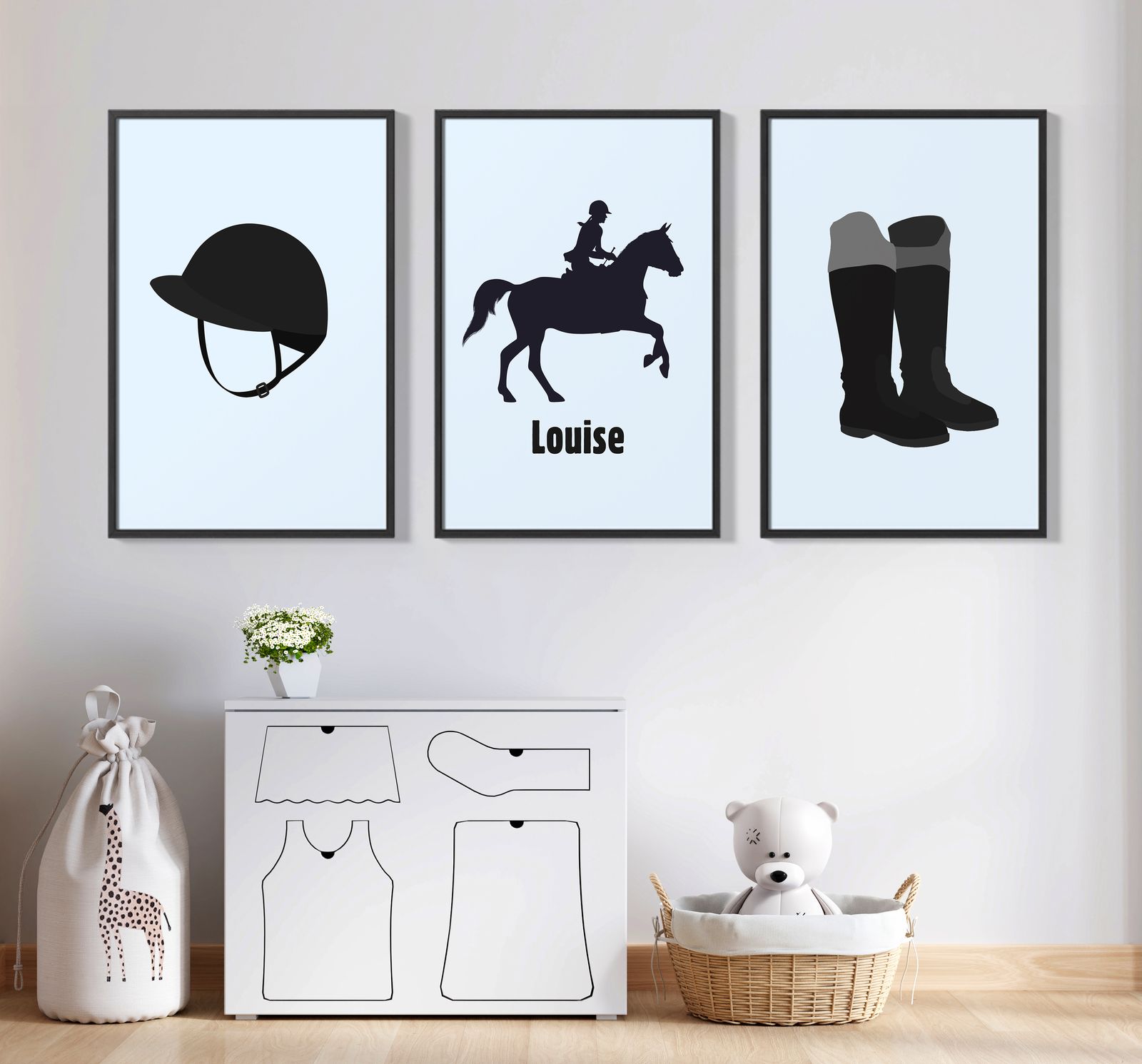Gepersonaliseerde poster - Paardensportstijl / Set van 3