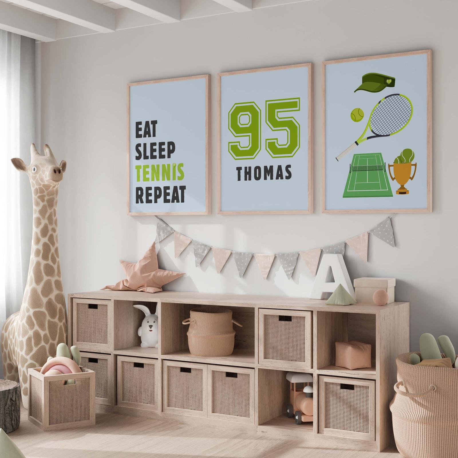 Gepersonaliseerde poster - Tennisthema / Set van 3