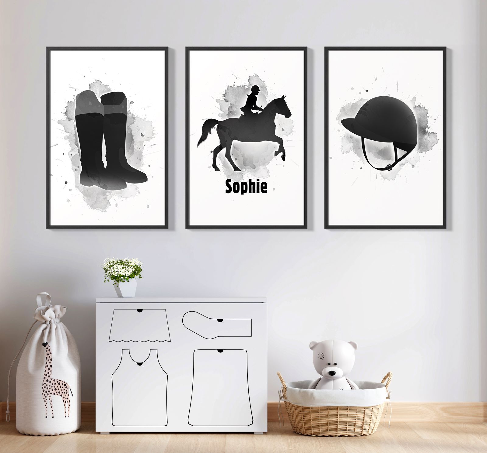 Persoonlijke Poster - Paardrijden Thema / Set van 3