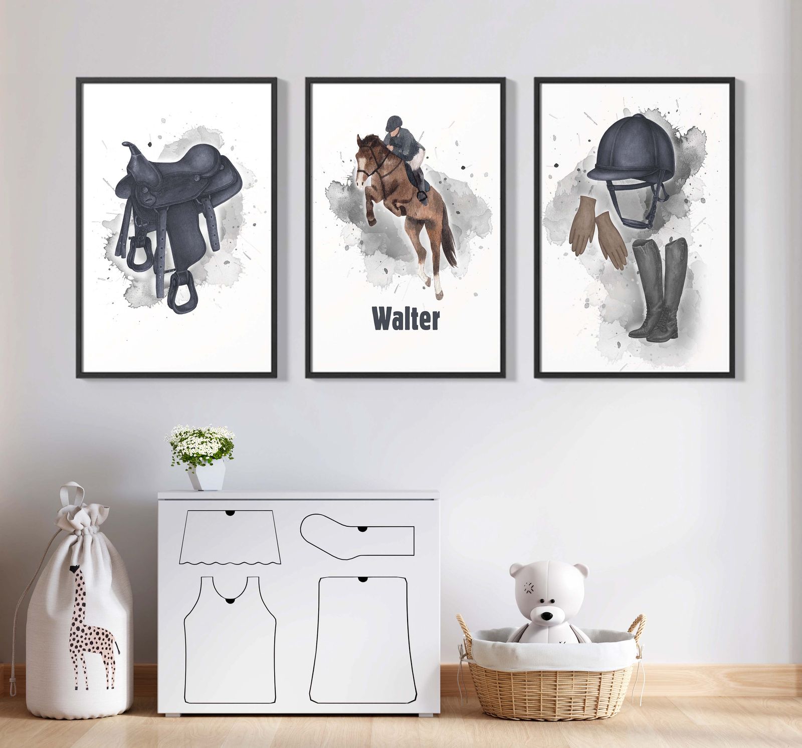 Gepersonaliseerde poster - Rijuitrusting / Set van 3
