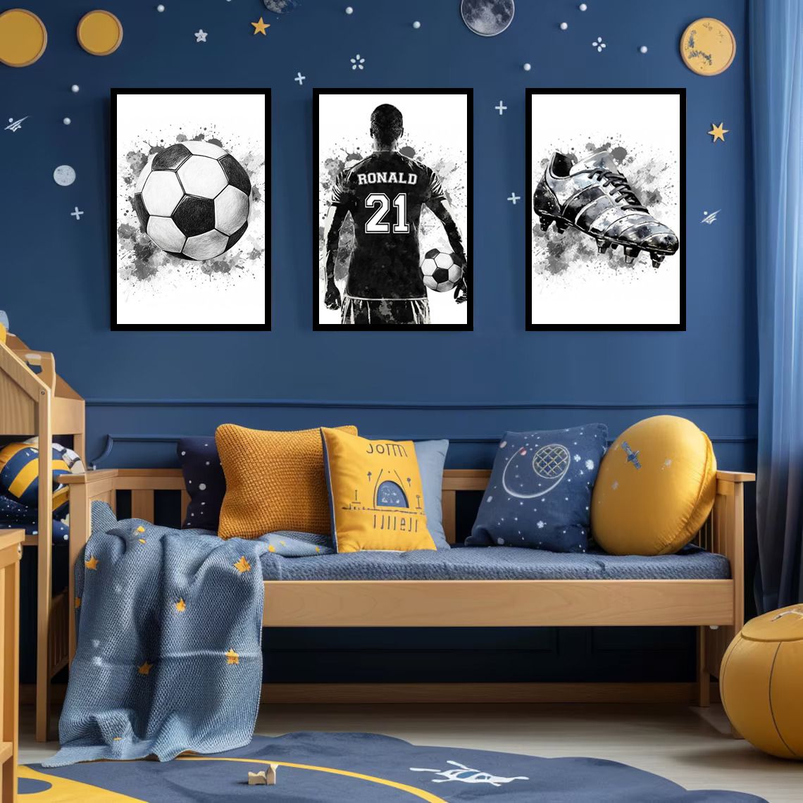 Gepersonaliseerde poster - Voetbalkunst / Set van 3
