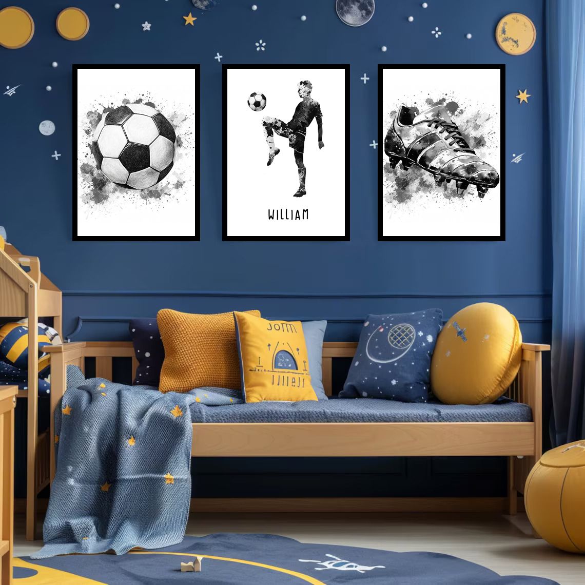 Gepersonaliseerde poster - Voetbalkunst / Set van 3