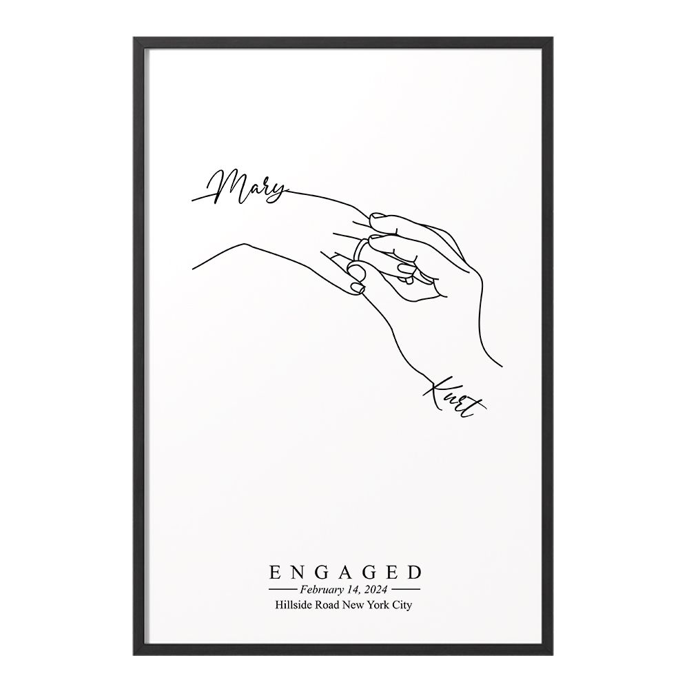Gepersonaliseerde Poster - Verloving Lijnkunst