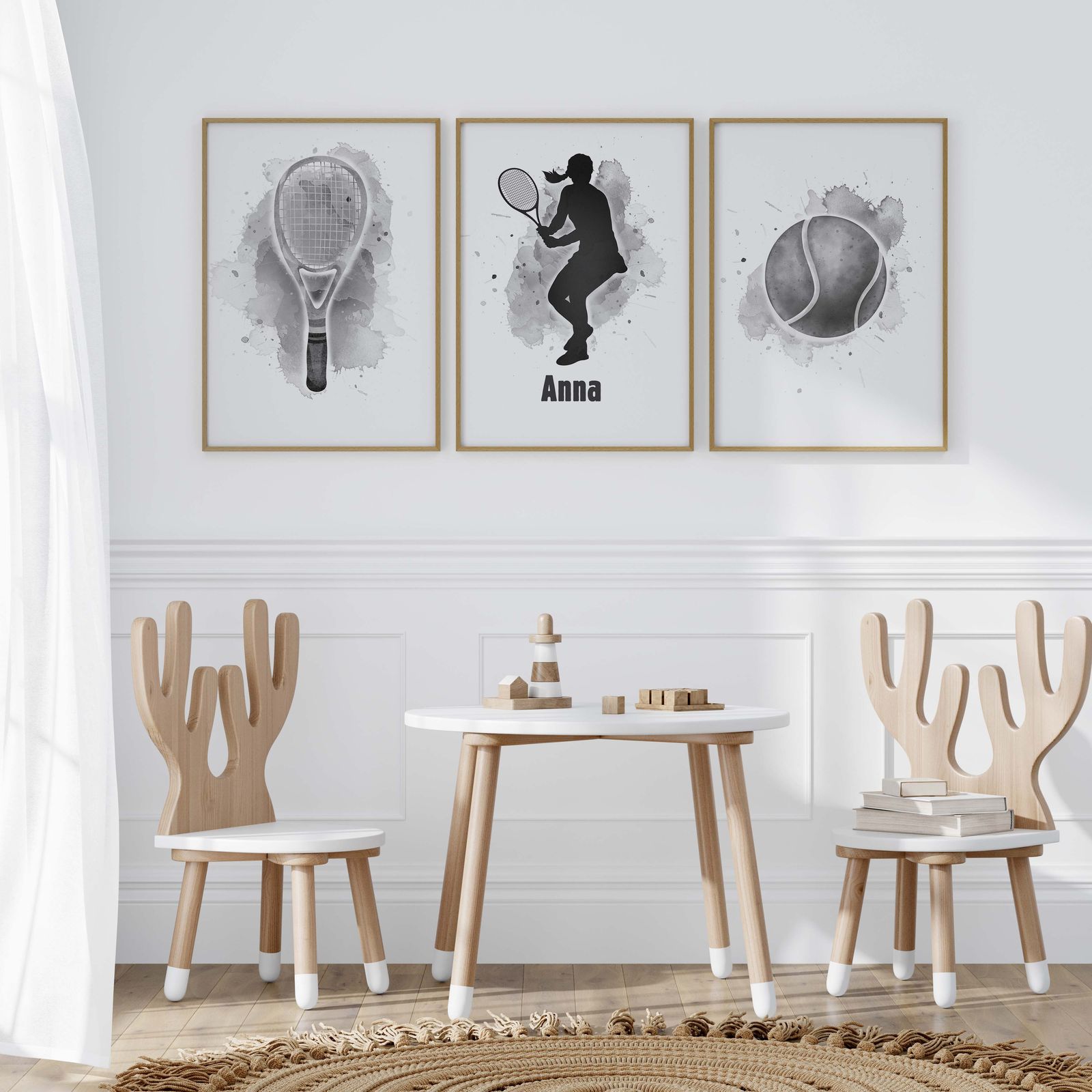 Gepersonaliseerde Poster - Tennis Kunst / Set van 3