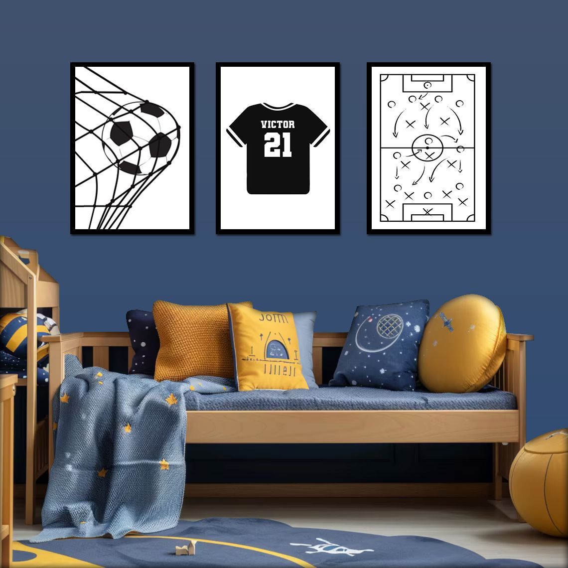 Persoonlijke Poster - Voetbalontwerp / Set van 3