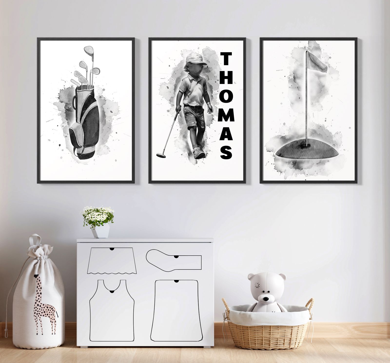 Gepersonaliseerde poster - Golfkunst / Set van 3