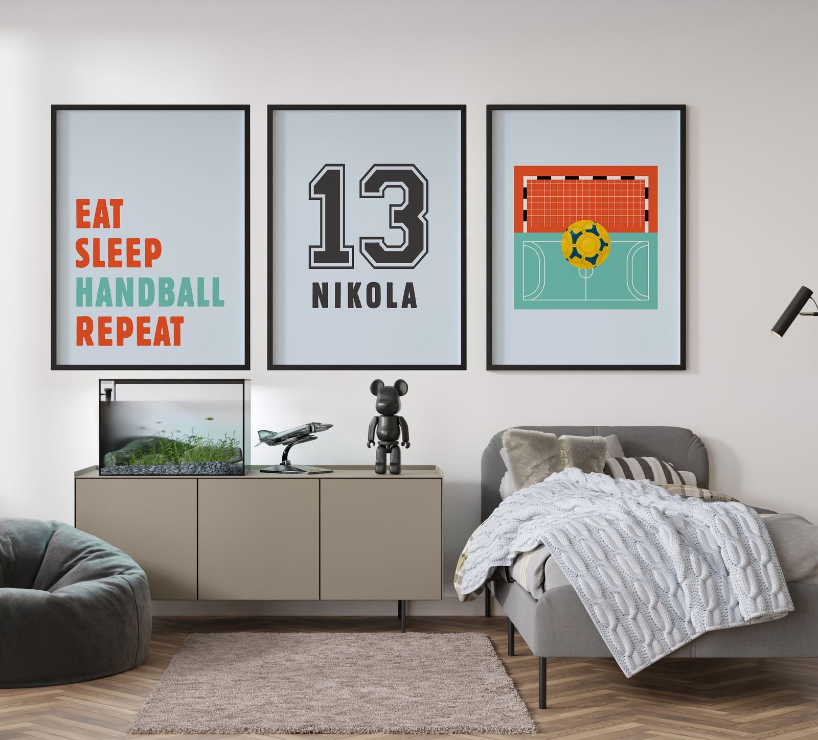 Gepersonaliseerde Poster - Handbalontwerp / Set van 3