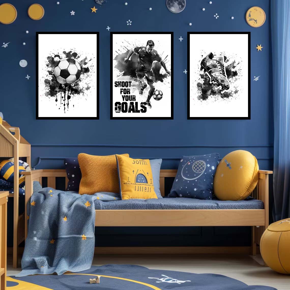 Gepersonaliseerde poster - Voetbalkunst / Set van 3