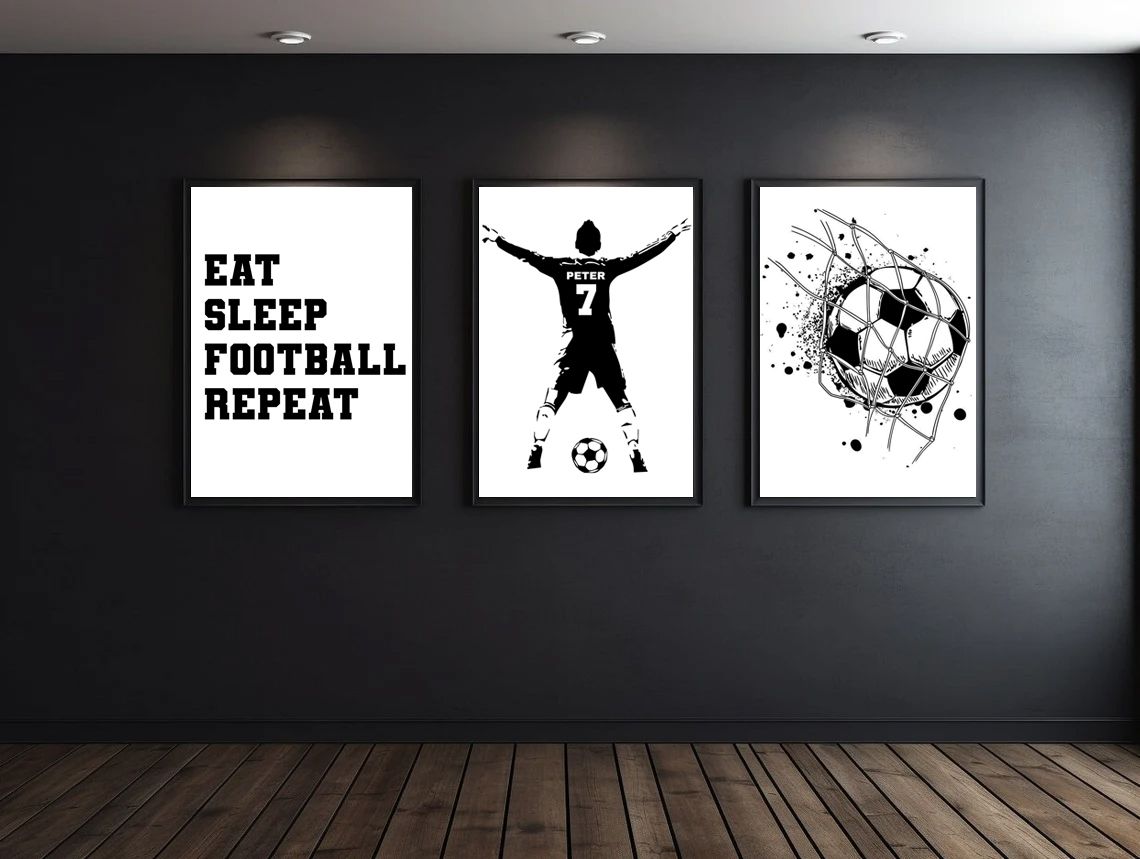 Gepersonaliseerd Poster - Voetbal Trio / Set van 3