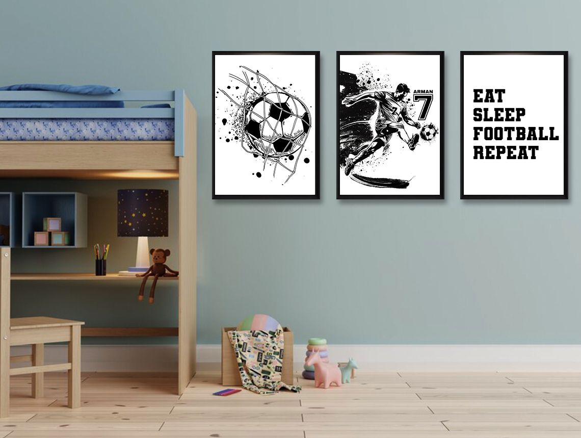 Gepersonaliseerde Poster - Voetbalkunst / Set van 3