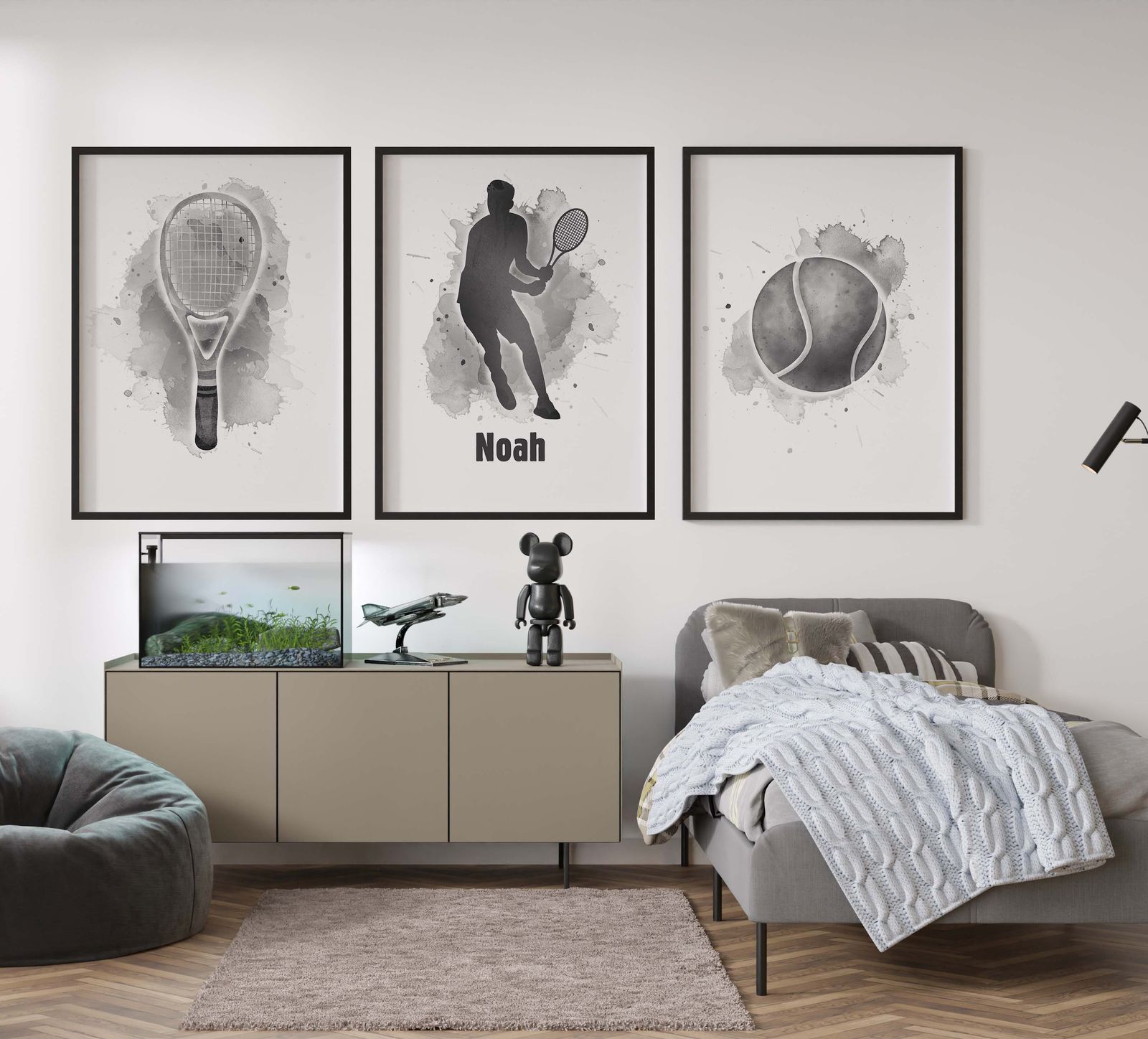 Gepersonaliseerde Poster - Tennis Kunst / Set van 3