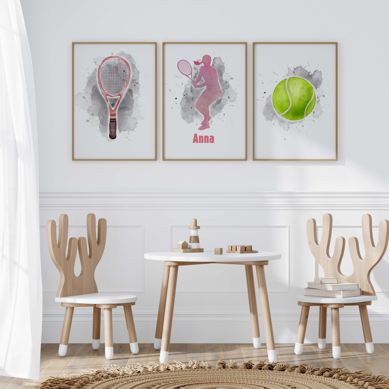 Gepersonaliseerde Poster - Tennis Kunst / Set van 3