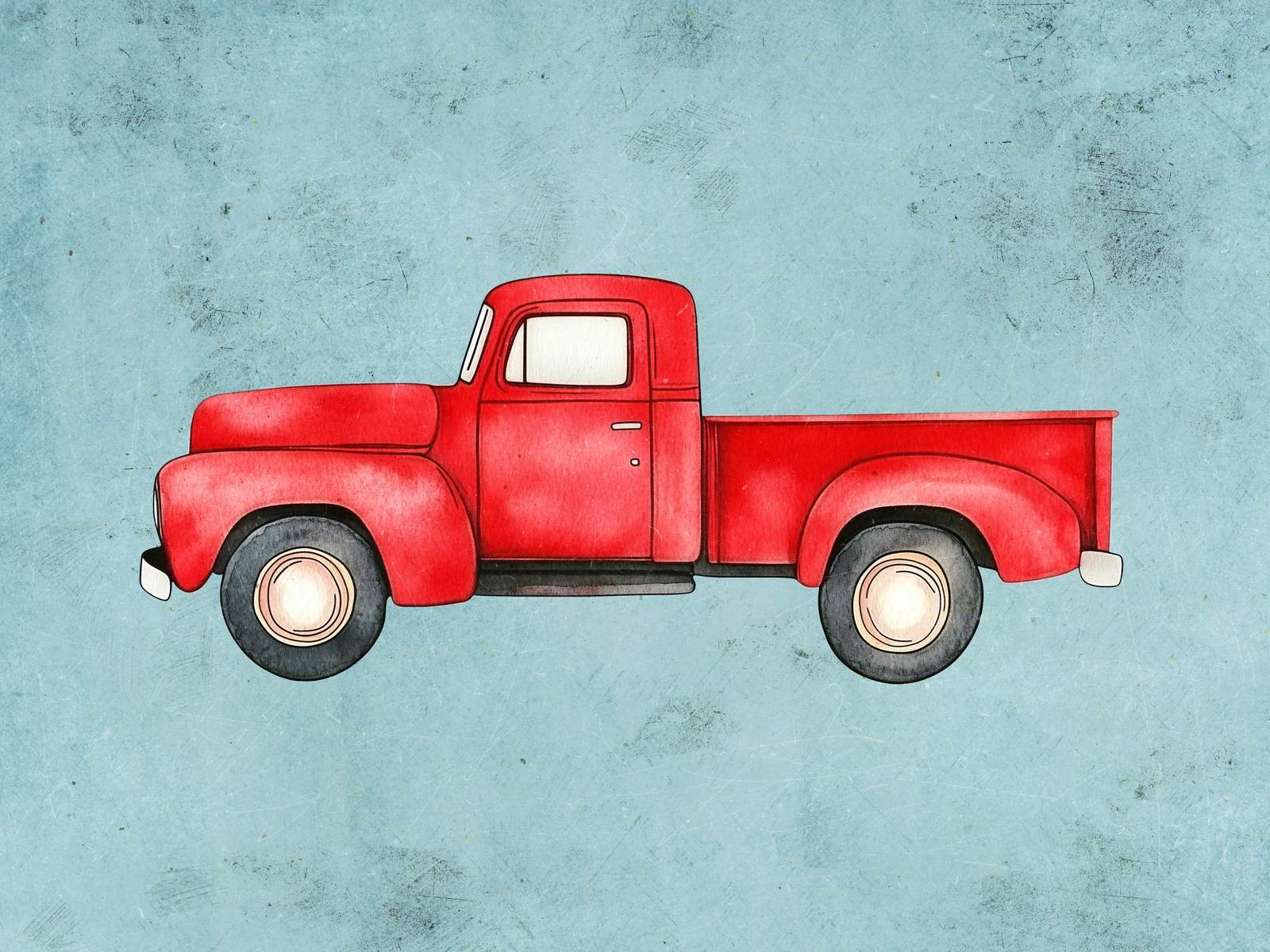 Poster - Rode Vintage Vrachtwagen