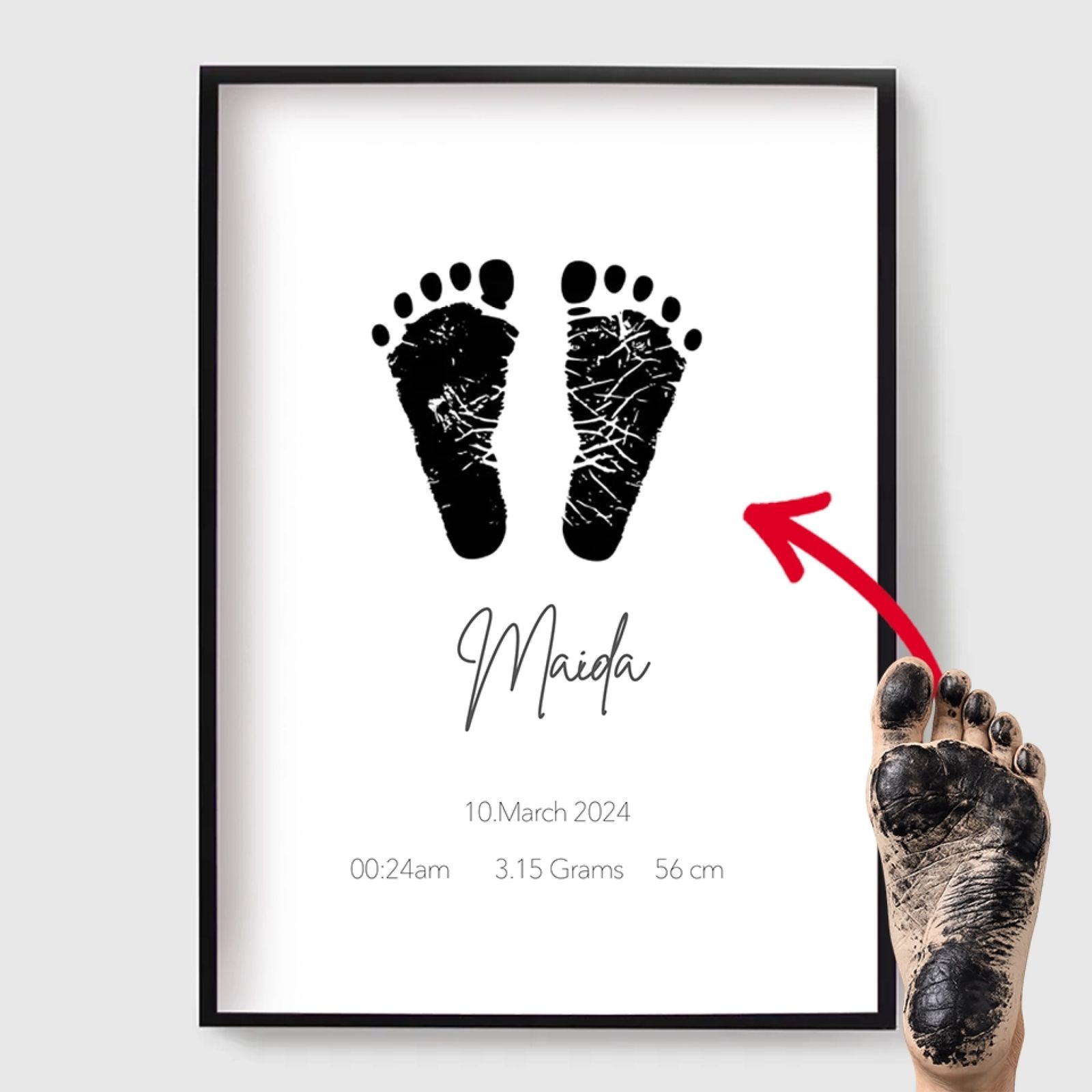 Gepersonaliseerde Poster - Baby Voetafdruk Geboorteposter