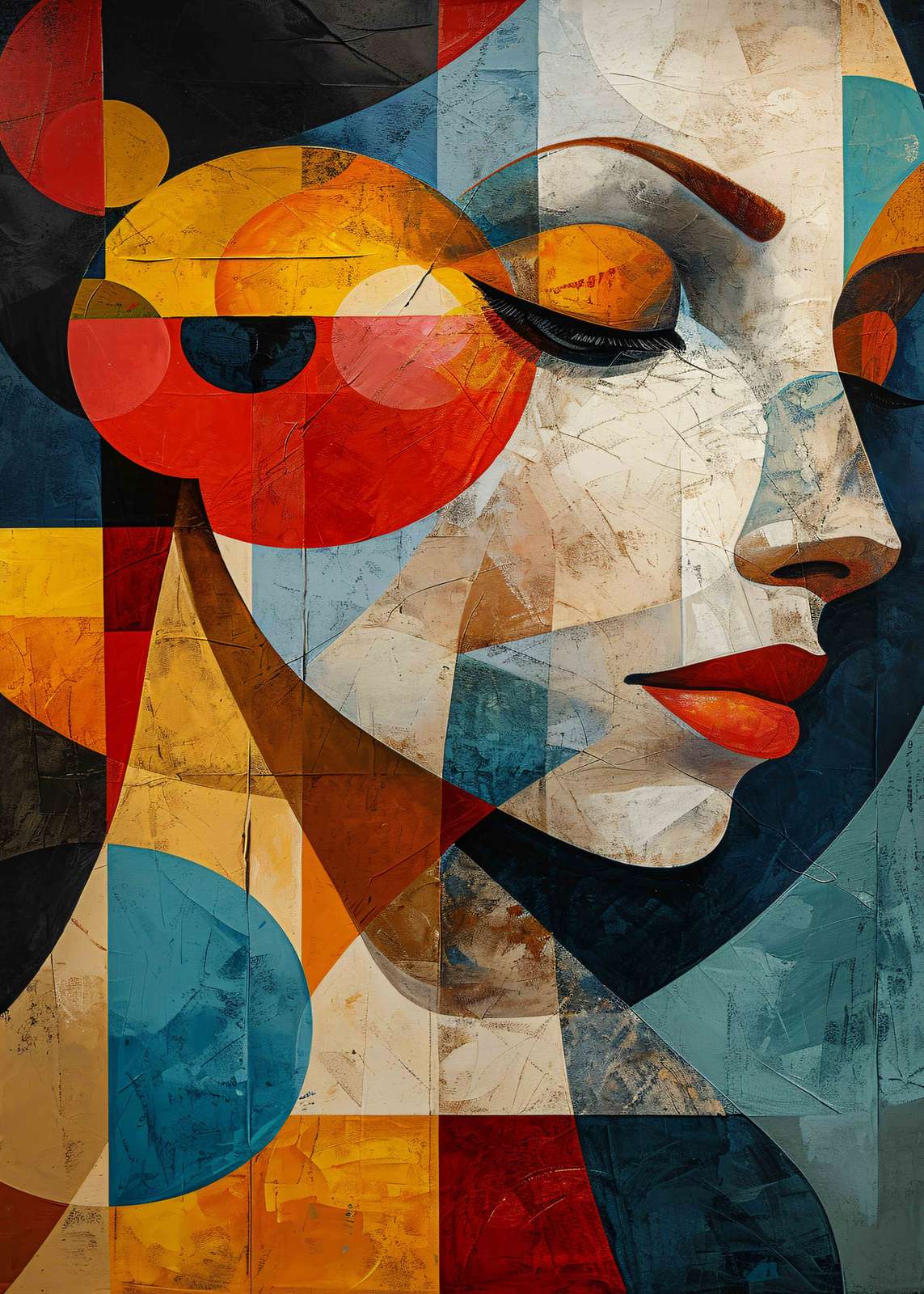 Poster - Abstract Vrouwenportret
