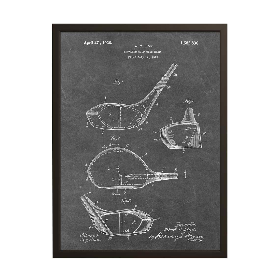 Octrooitekening Poster - Metalen Golfclub