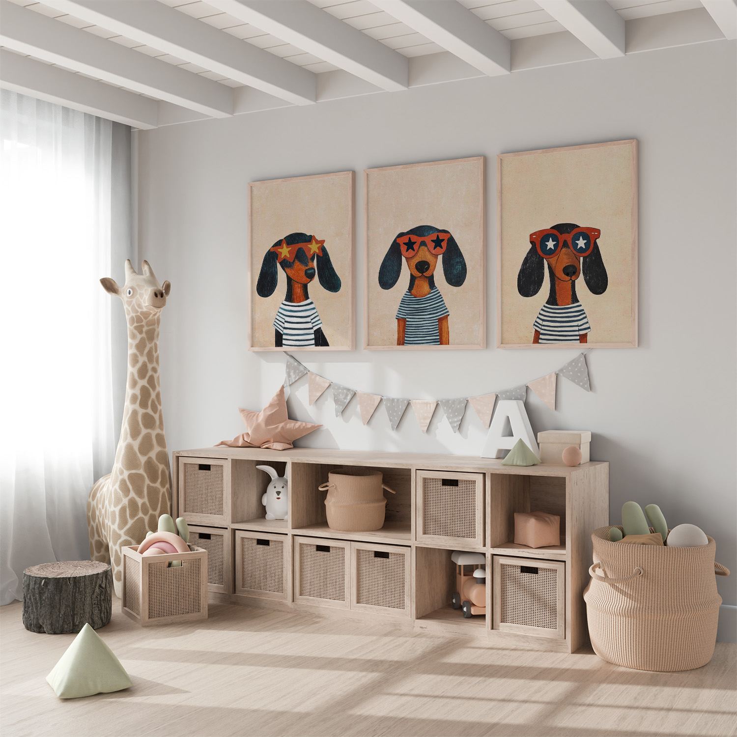 Poster - Hond met Sterrenbril / Set van 3