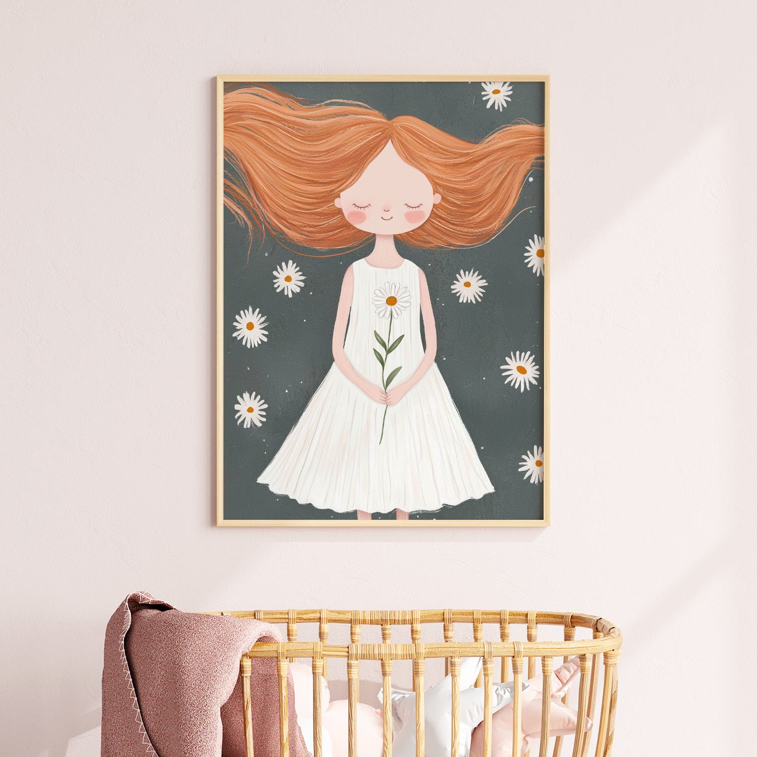 Poster - Meisje met Madeliefjes