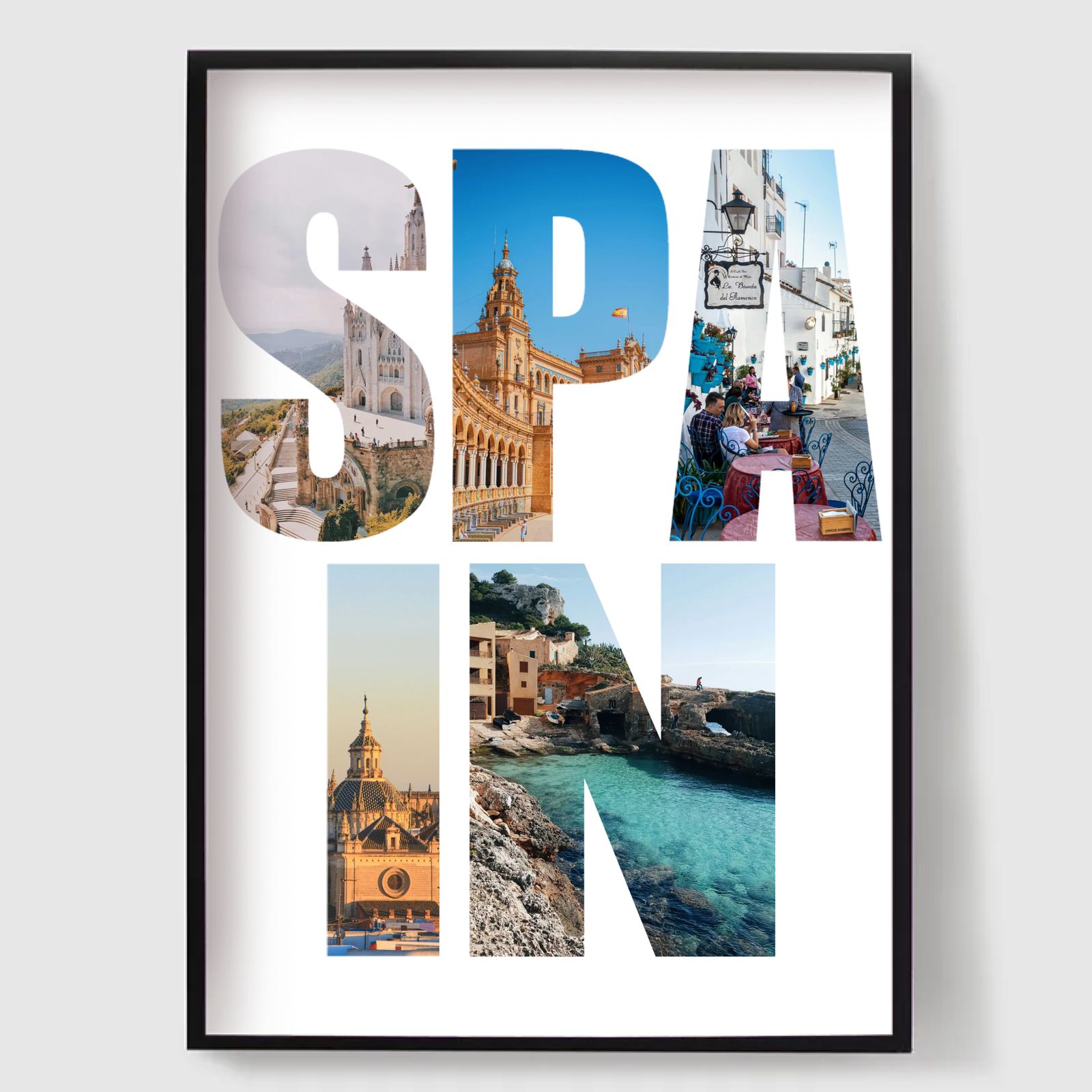 Gepersonaliseerde Poster - Bestemmingsnaam Foto Upload - Spanje