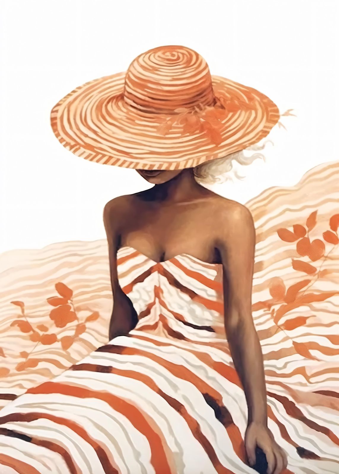 Poster - Dame in Gestreepte Jurk
