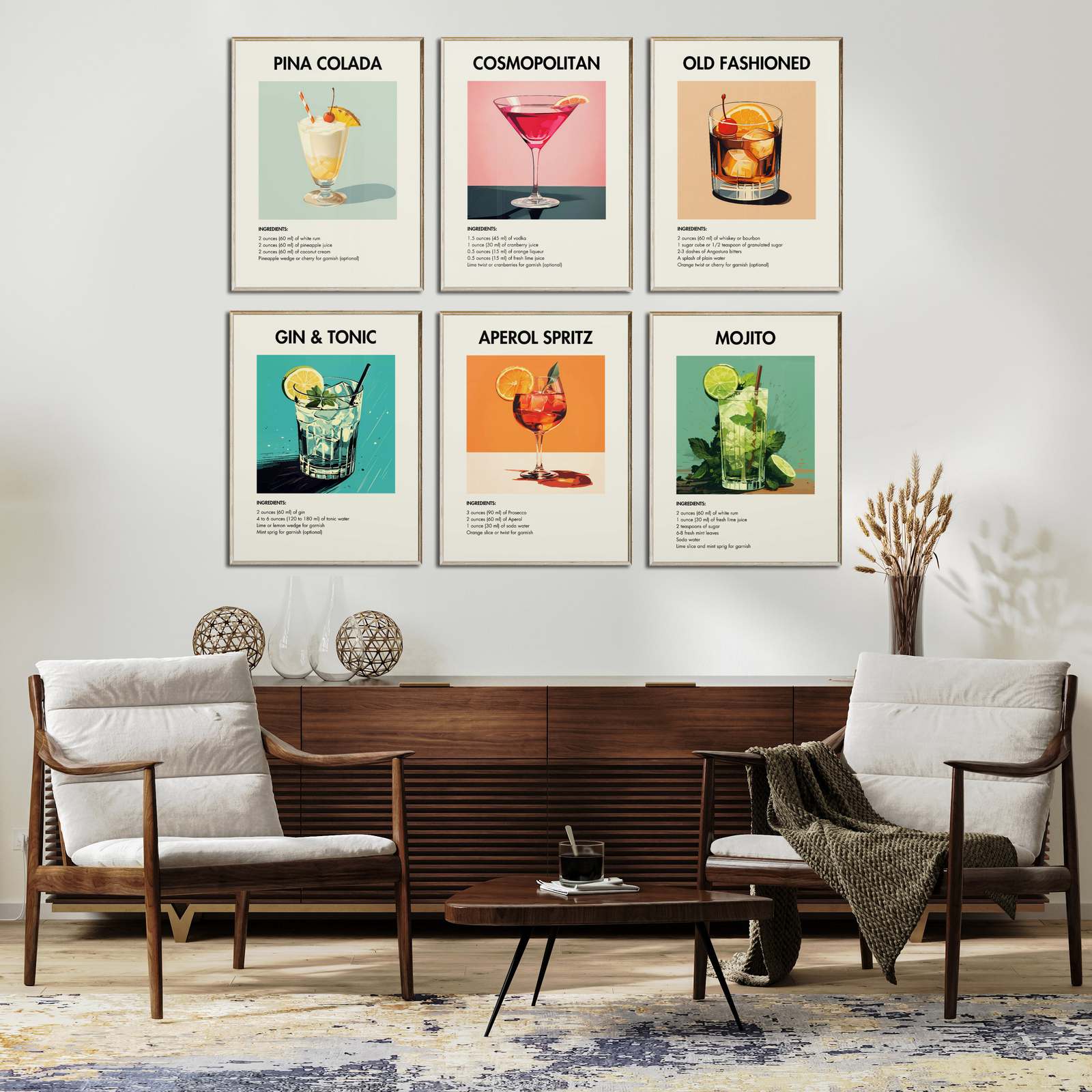 Cocktail Recept Posters - set van 6