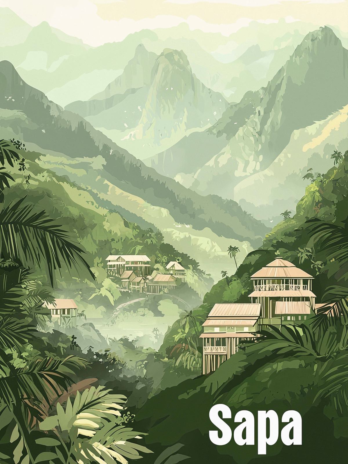 Poster - Sapa Landschap