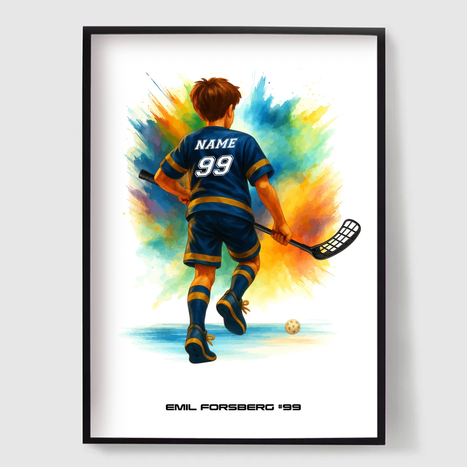 Gepersonaliseerde Posters - Floorball Kleurensplash