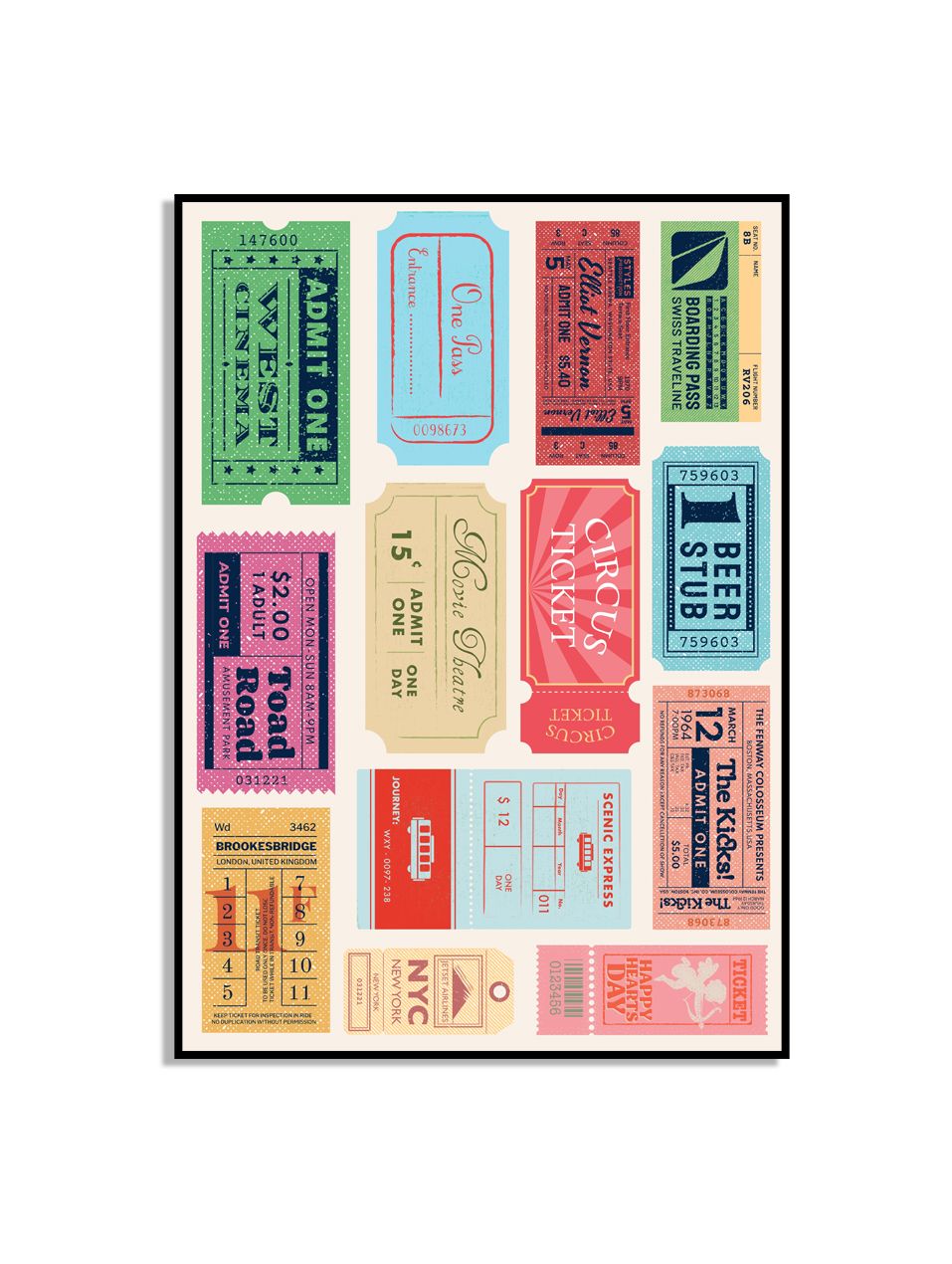 Vintage Ticket Collage Poster