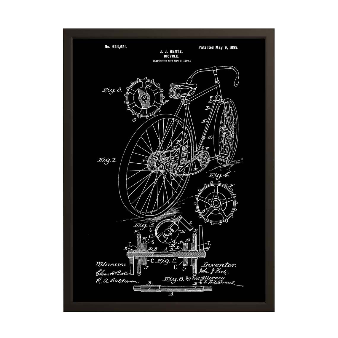 Octrooitekening Poster - Fiets Blauwdruk