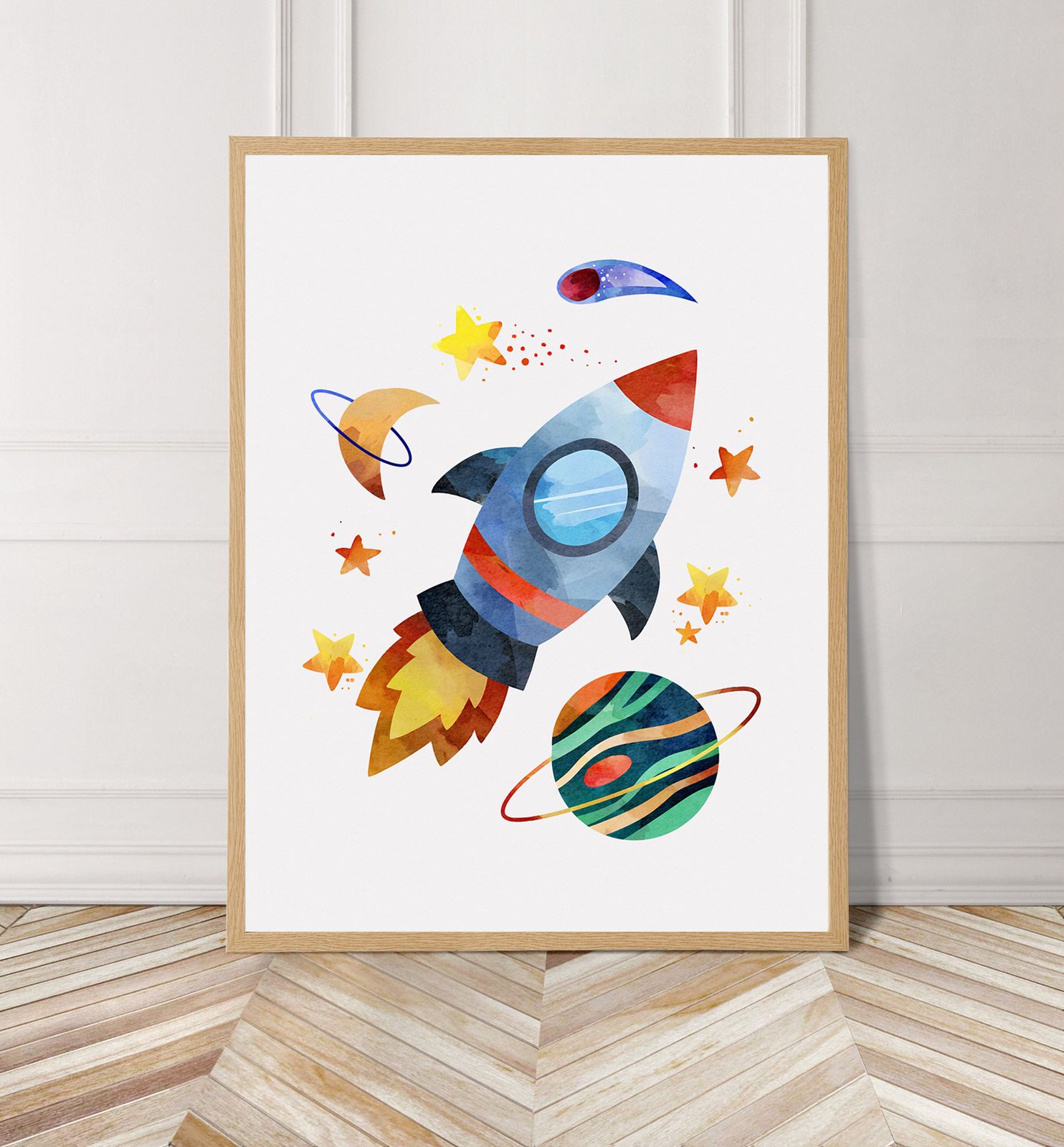 Raket en Planeten Poster
