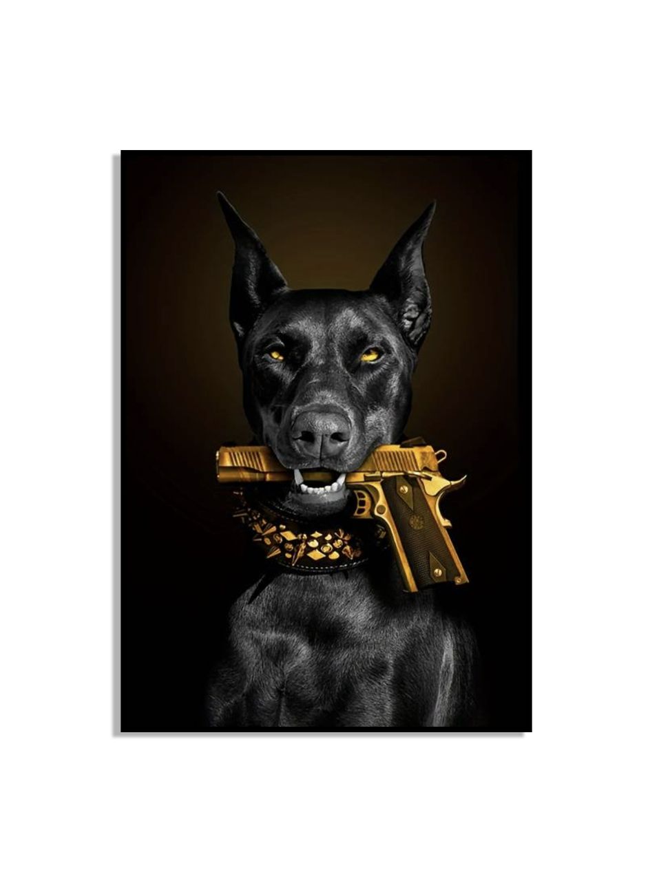 Hond met gouden pistool poster