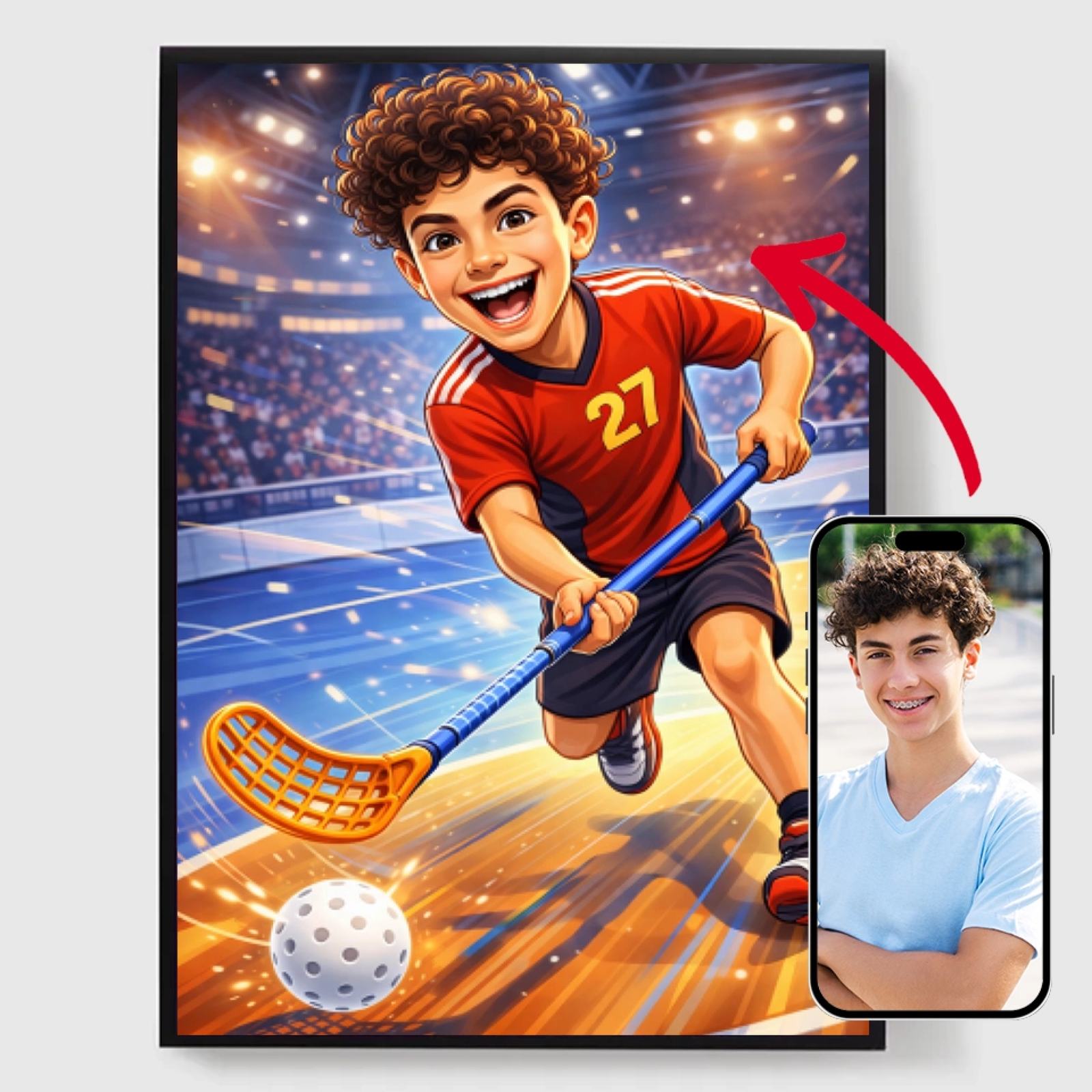 Gepersonaliseerde Poster - Grappige Floorball Cartoon - AI Poster