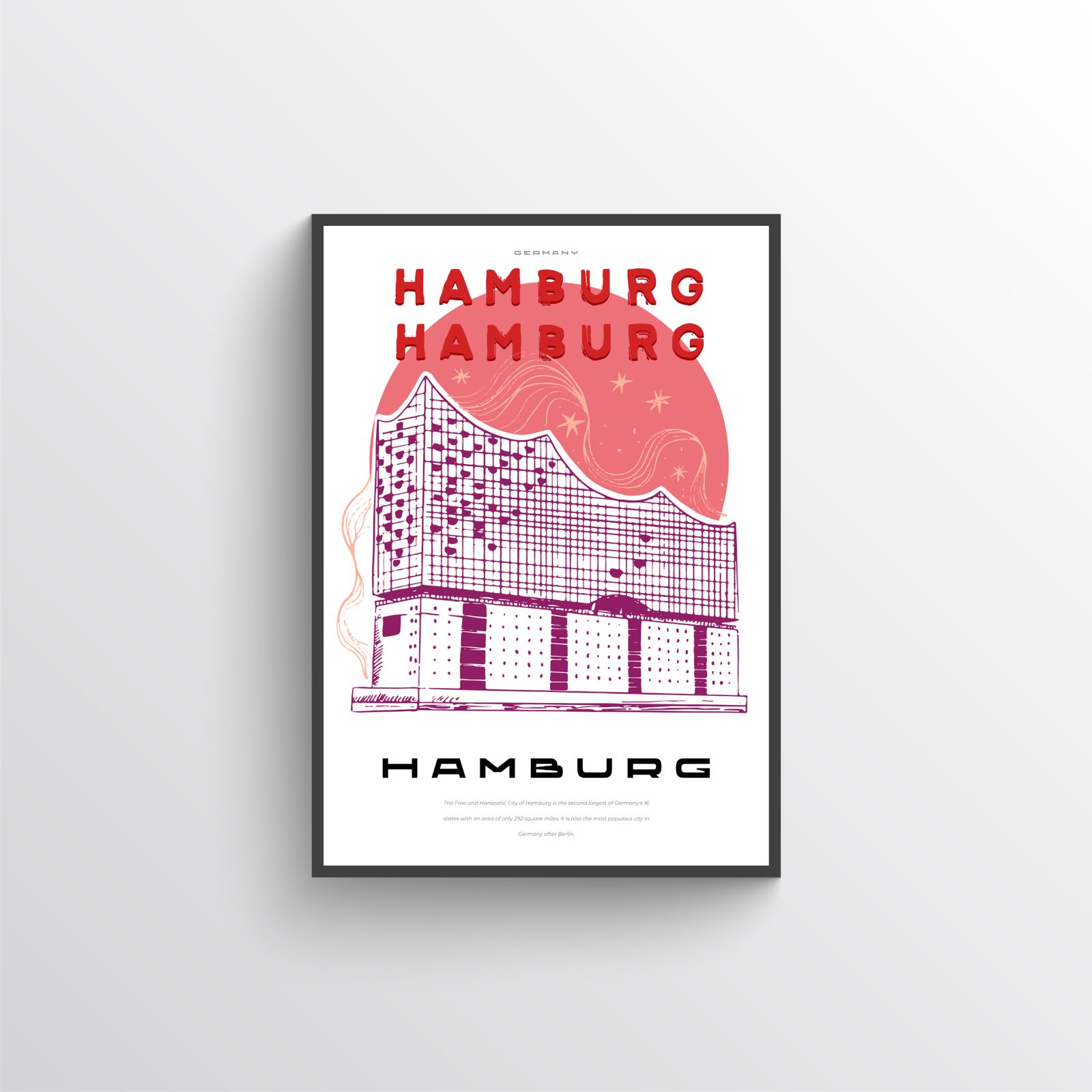 Hamburg Stadsillustratie Poster
