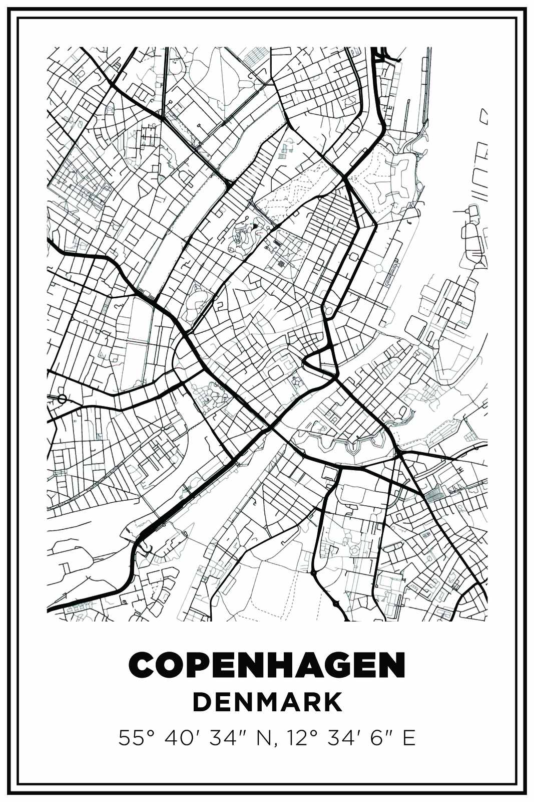 Kopenhagen Kaart Poster