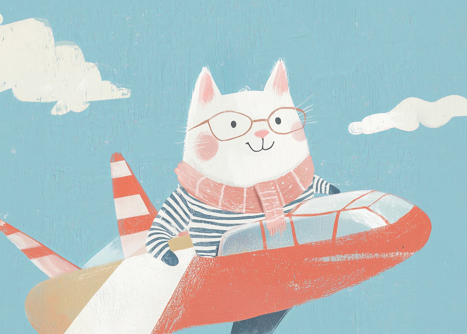 Poster - Kat in Vliegtuig