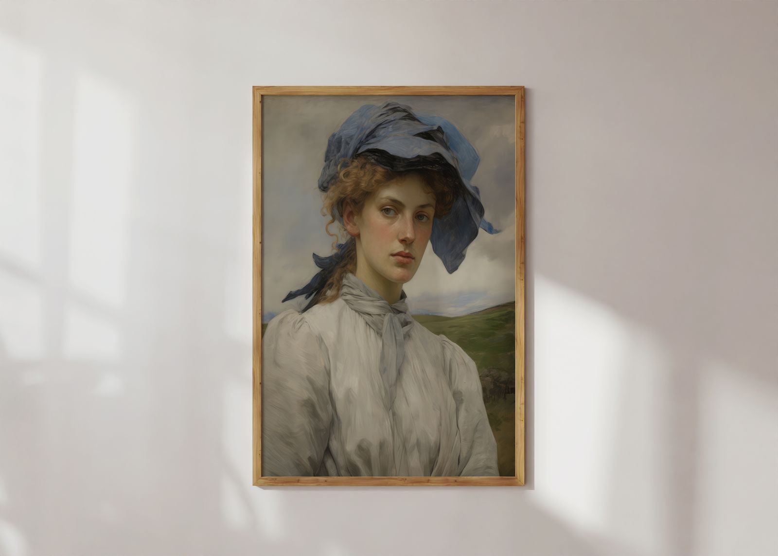 Poster - Blauwe Sjaal Portret