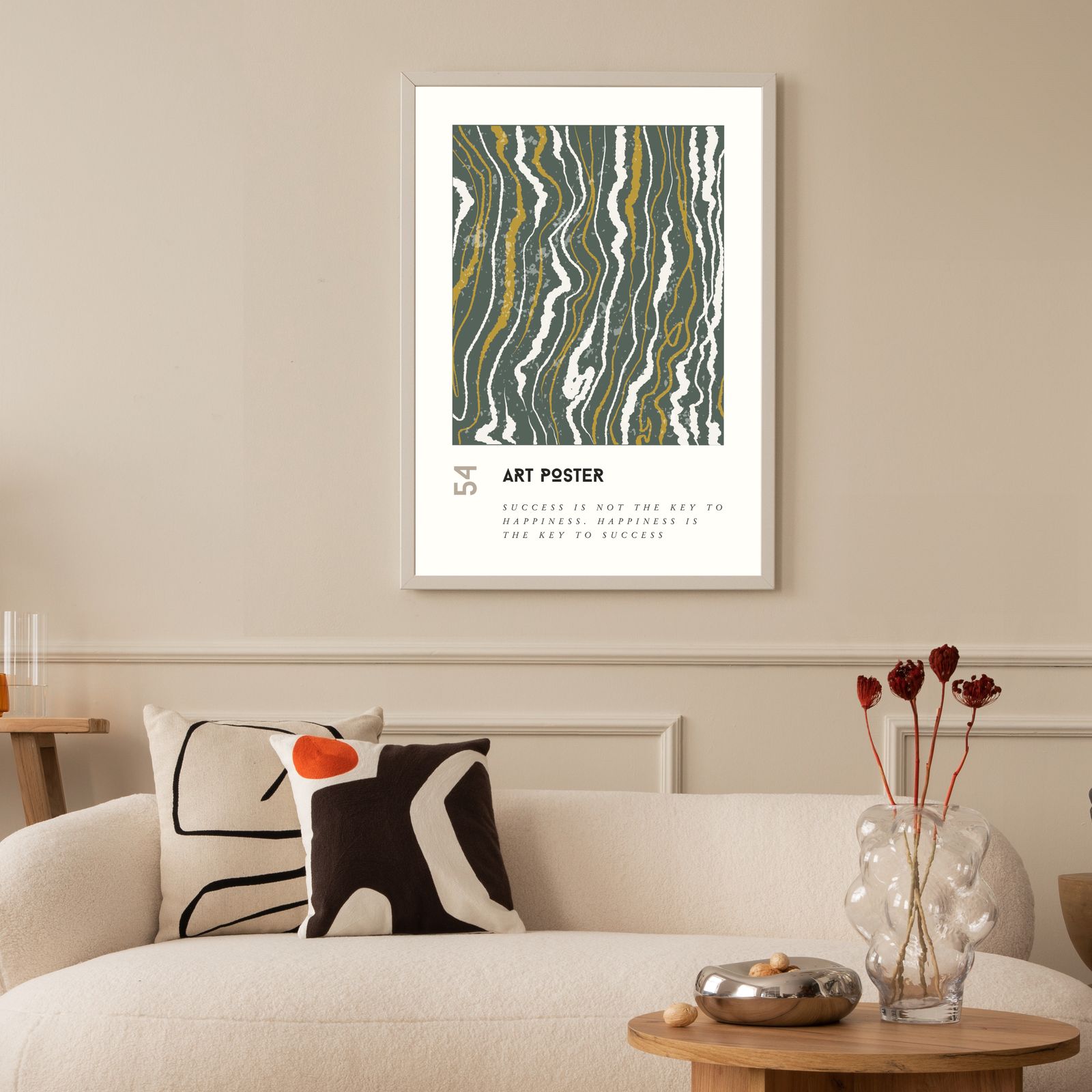 Abstract groenen lijnen kunstposter