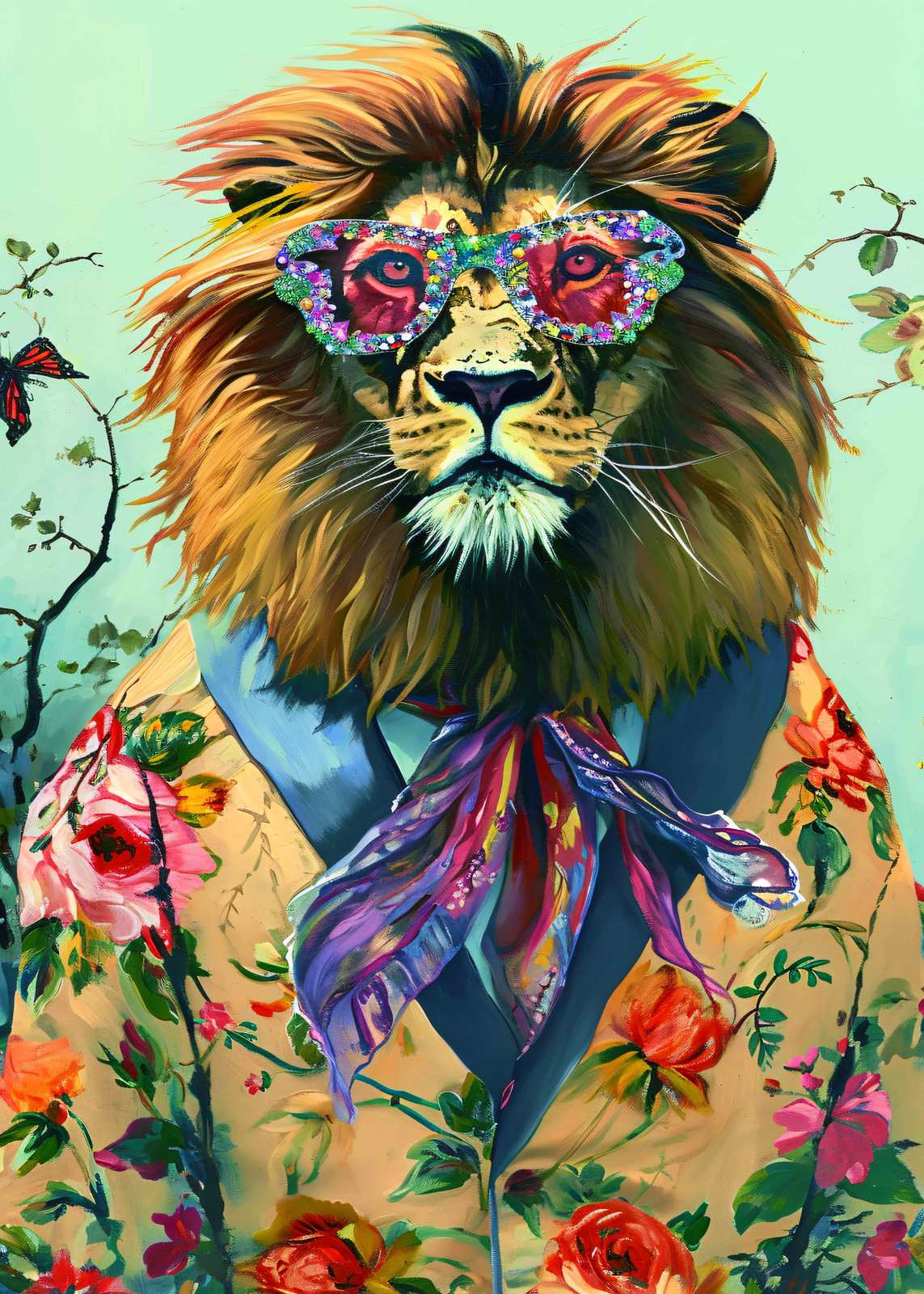 Poster - Leeuw met Zonnebril