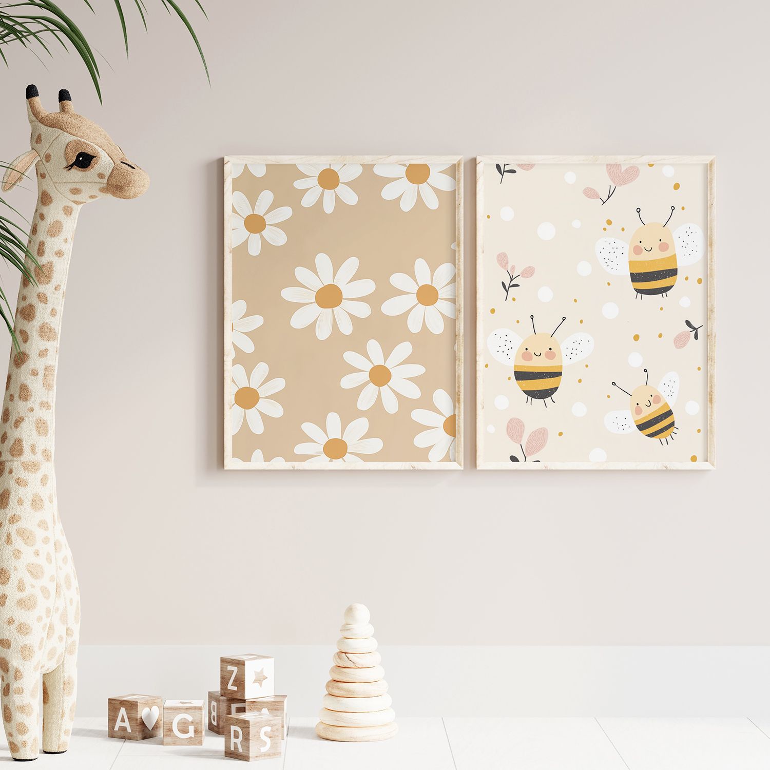 Poster - Madeliefje en Bij Ontwerp / Set van 2
